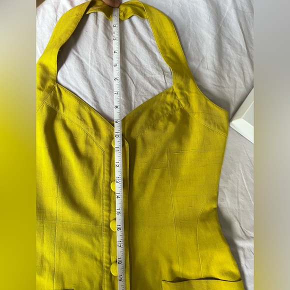 SOLD Vintage Donna Karan Halter neck Vest Medium Silk Chartreuse - Picture 11 of 13